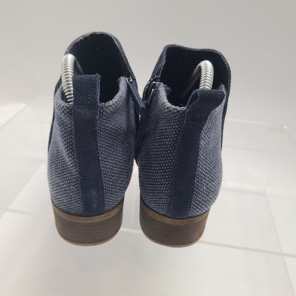 Toms Boots Womens 10 Deia Ankle Booties Blue Suede Side Zip Block Heels 10010981 - Picture 4 of 9